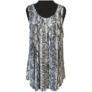Longyuan Snake Print Sleeveless Tunic Top 2XL